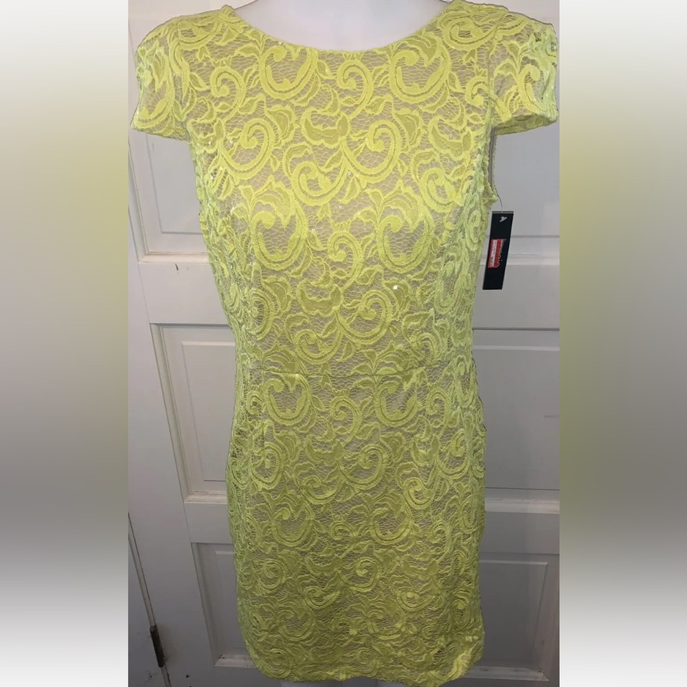 Maia A-Line Yellow Lace Sequin Dress Size 14 *NWT*